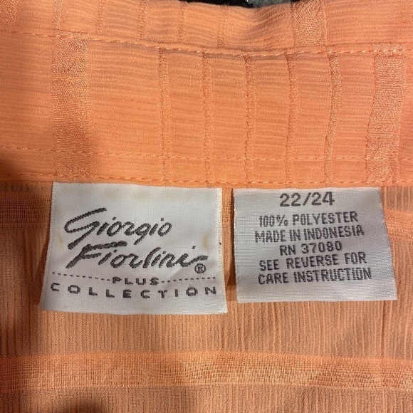 a Giorgio Fiorlini pretty solid orange 3/4 sleeve button front blouse 22/24 - Picture 3 of 3